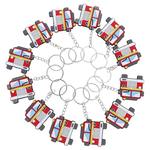 SOLUSTRE 12 Stück Teiliges Feuerwehrauto Schlüsselanhänger Feuerwehrmann Partyzubehör Originelle Geschenkidee für Kindergeburtstage Mottoparty Dekoration Praktische Schlüssel und von SOLUSTRE