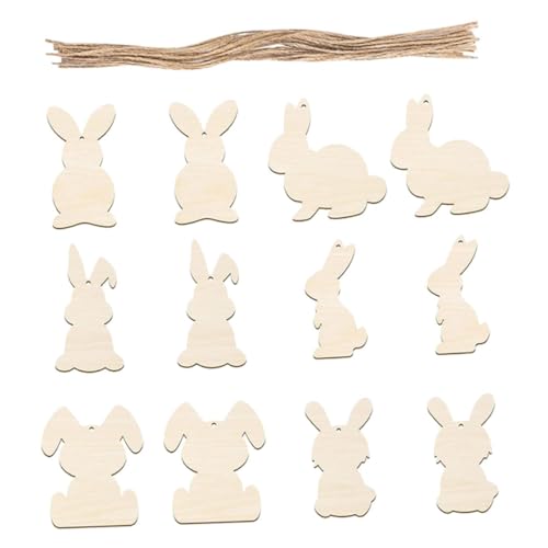 SOLUSTRE 12 Stück Teiliges Holzset mit Hasenformen Doppelseitig Holzscheiben zum Basteln und Bemalen Aufhängeschnur DIY Osterdekorationen für Wand Baum und Geschenkanhänger SOLUSTRE 12 Stück Teiliges Holzset mit Hasenformen Doppelseitig Holzscheiben zum Basteln und Bemalen Aufhängeschnur DIY Osterdekorationen für Wand Baum und Geschenkanhänger von SOLUSTRE