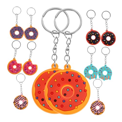 SOLUSTRE 12 Stück Teiliges Süßes Donut Schlüsselanhänger Langlebigem PVC Farbenfrohe Realistische Anhänger Modische Taschenanhänger als für Alltag Leicht Tragbar von SOLUSTRE
