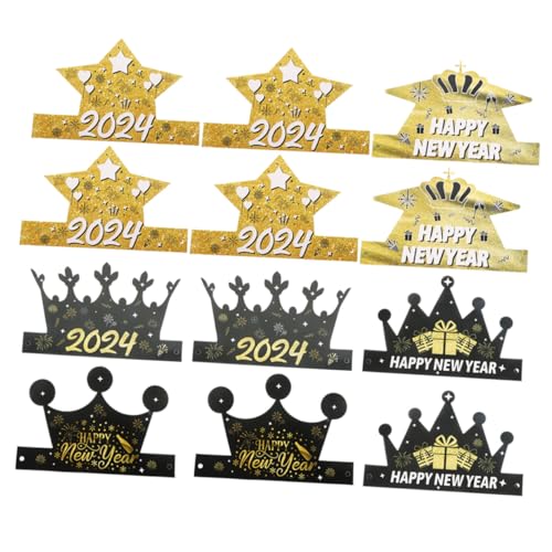 SOLUSTRE 12 Stück Teiliges Year Paper Hats Leichte Bunte Papierkronen mit Neujahrs Motiven Komfortable Partyhüte als Foto Requisiten und Dekorative Accessoires für Silvesterfeiern SOLUSTRE 12 Stück Teiliges Year Paper Hats Leichte Bunte Papierkronen mit Neujahrs Motiven Komfortable Partyhüte als Foto Requisiten und Dekorative Accessoires für Silvesterfeiern von SOLUSTRE