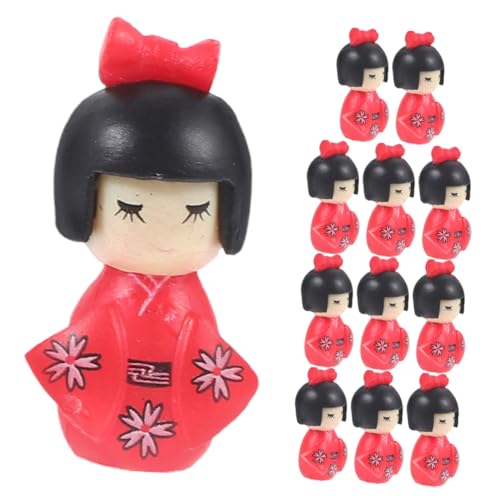 SOLUSTRE 12-Teiliges Set Kimono-Puppenschmuck Mädchen Miniatur Kimono-Puppe für den Innenbereich Japanisches Kleine Ornamente im japanischen Stil Plastik rot SOLUSTRE 12-Teiliges Set Kimono-Puppenschmuck Mädchen Miniatur Kimono-Puppe für den Innenbereich Japanisches Kleine Ornamente im japanischen Stil Plastik rot von SOLUSTRE