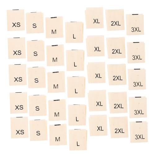SOLUSTRE 1400 Stück Baumwoll Größenetiketten zum Aufbügeln Bestickte Kleidergrößen Labels für Erwachsenenbekleidung Weiche Stoffgrößenmarken Xs Beige Waschbare Textiletiketten für Kleidung von SOLUSTRE