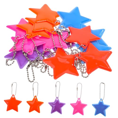 SOLUSTRE 15 Stück Teiliges Reflektierende Sternanhänger aus Robustem PVC Leuchtende Taschenanhänger mit Praktischem Aufhängeriemen Rucksack und Schlüsselanhänger in Orange Hellblau Gelb SOLUSTRE 15 Stück Teiliges Reflektierende Sternanhänger aus Robustem PVC Leuchtende Taschenanhänger mit Praktischem Aufhängeriemen Rucksack und Schlüsselanhänger in Orange Hellblau Gelb von SOLUSTRE