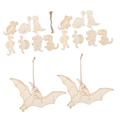 SOLUSTRE 16 Stück Teiliges Unvollendete Holzstücke Dinosaurierform Holzscheiben für DIY Basteln Natürliche Holzplättchen ohne Grate Sichere Holzfiguren zum Bemalen und Dekorieren für von SOLUSTRE