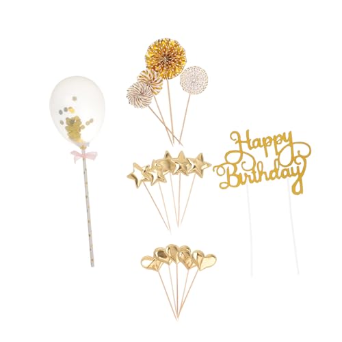 SOLUSTRE 17 Stück Teiliges Cake Adornment Gold Birthday Topper Dekorative Cake Picks für Geburtstagstorte Partydeko Kuchenstecker für Erwachsene von SOLUSTRE