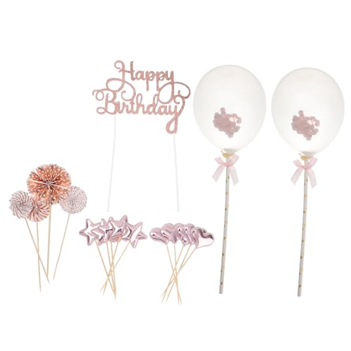 SOLUSTRE 17 Stück Teiliges Cake Topper Roségold Geburtstagstorte Deko mit Happy Birthday und Party Picks für Festliche Kuchendekoration Geburtstagsfeier von SOLUSTRE