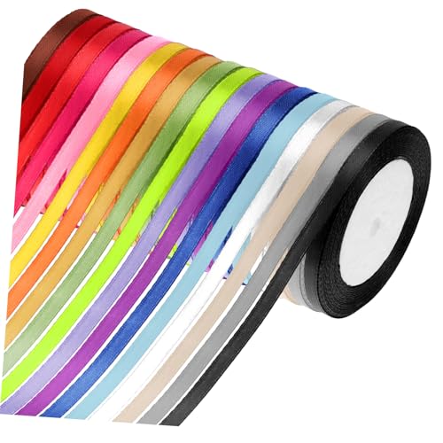 SOLUSTRE 18Rollen Dekorative Bänder Geschenkband zum Verpacken Basteln und Dekorieren Robuste Polyesterbänder Satten Farben für DIY Projekte von SOLUSTRE