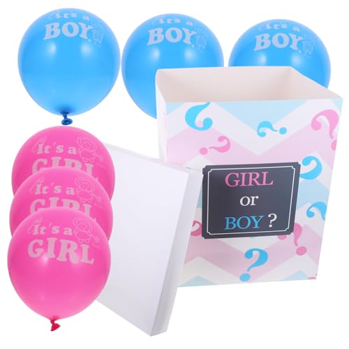 SOLUSTRE 1Satz Gender Reveal Ballonbox für Babyparty Papierbox und Blaue Ballons Dekorative Box für Geschlechtsenthüllung Sichere und Praktische Verwendung von SOLUSTRE