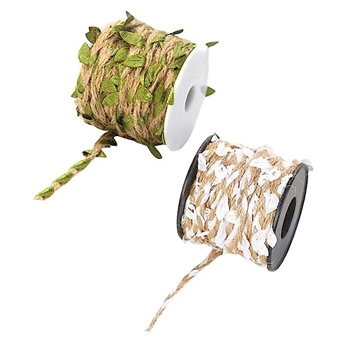 SOLUSTRE 2 Rollen DIY Künstliche Rattan Schnur Natürliche Juteseile Grün Weiß für Geschenkverpackung Raumdekoration Bastelschnur Handarbeit von SOLUSTRE