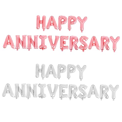SOLUSTRE 2 Sätze Happy Anniversary Buchstabenballons Aluminiumfolie Silber Roségold Schnelle Inflation Stilvolle Party Dekoration für Hochzeitsjubiläum Feier SOLUSTRE 2 Sätze Happy Anniversary Buchstabenballons Aluminiumfolie Silber Roségold Schnelle Inflation Stilvolle Party Dekoration für Hochzeitsjubiläum Feier von SOLUSTRE