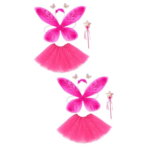 SOLUSTRE 2 Sätze Schmetterlingsflügel Eingestellt Mädchen Fee Party Ballettröckchen Schmetterlings-stirnband Kleid Funkelnd Schmetterlinge Schmetterlingsflügel Anziehen Stoff von SOLUSTRE