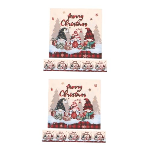 SOLUSTRE 2 Sätze Weihnachtsservietten Einweg Servietten Mit Weihnachtsmuster Für Partys Und Festlichkeiten Gnome Design Für Tischdekorationen Vielseitig Einsetzbar 20 Stück * 2 von SOLUSTRE