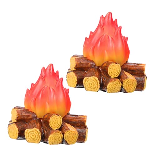 SOLUSTRE 2 Stück Led-flammenlicht mit Realistischem Flammeneffekt Wetterfeste Künstliche Feuer-dekoleuchte aus Harz Langlebig und Tragbar für Weihnachts- Halloween Outdoor-partydeko ohne von SOLUSTRE