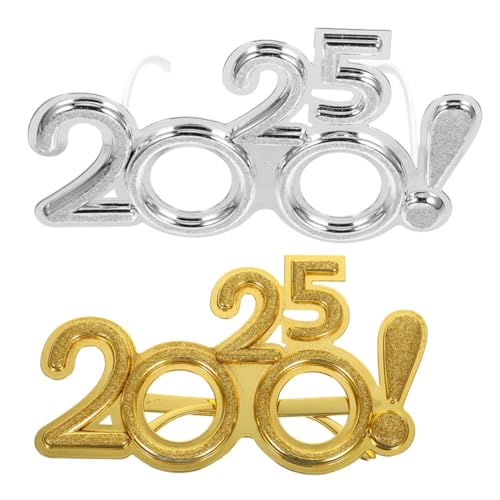 SOLUSTRE 2 Stück Neujahrsbrillen Gold und Silber Partybrillen mit Glitzer für Silvester Foto Requisiten Festliche Augen Dekoration für Neujahrsfeier SOLUSTRE 2 Stück Neujahrsbrillen Gold und Silber Partybrillen mit Glitzer für Silvester Foto Requisiten Festliche Augen Dekoration für Neujahrsfeier von SOLUSTRE