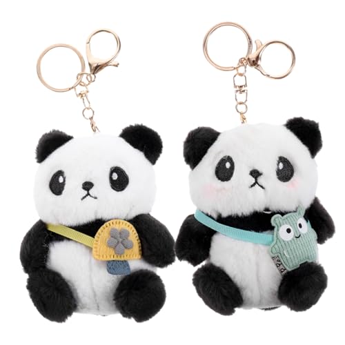 SOLUSTRE 2 Stück Niedlicher Panda Schlüsselanhänger Plüsch Anhänger für Rucksack Handtasche Taschenanhänger Geschenkidee für Erwachsene von SOLUSTRE