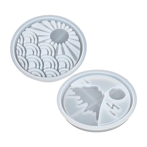 SOLUSTRE 2 Stück Silikonform für Untersetzer Epoxidharz DIY Flexible Praktische Gießform für Kreative Tassenmatten Sicher Leicht zu Reinigen für Geschenkideen und Bastelprojekte von SOLUSTRE
