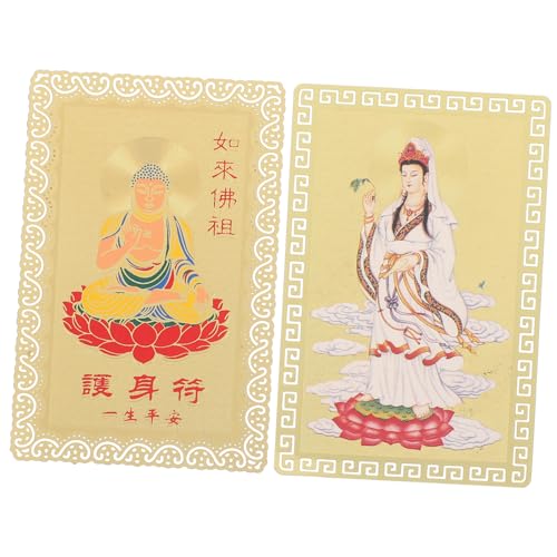 SOLUSTRE 2 Stück Spirituelle Schutzamulett karten aus Metall mit Chinesischer Guanyin statue Leichte Tragbare Glückskarten für Neujahrs geschenk und Persönlichen Schutz SOLUSTRE 2 Stück Spirituelle Schutzamulett karten aus Metall mit Chinesischer Guanyin statue Leichte Tragbare Glückskarten für Neujahrs geschenk und Persönlichen Schutz von SOLUSTRE