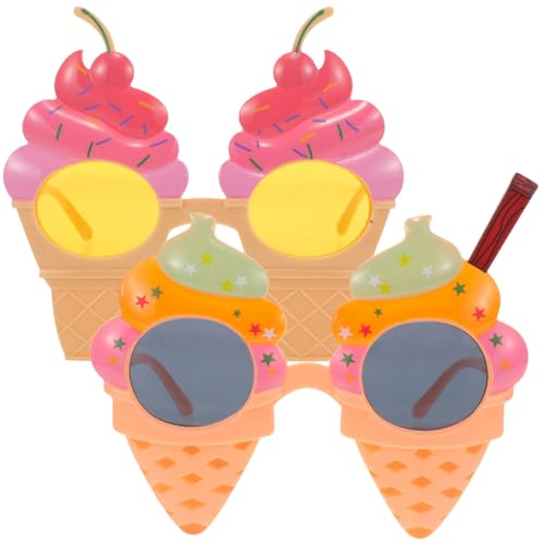 2 StüCk Hawaiianische Party-Brille Mit Eiscreme Lustige Sonnenbrille FüR Strandpartys Geburtstag Und Fasching Bequeme Plastik-Brille FüR Und Dekoration von SOLUSTRE