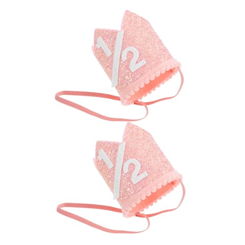 SOLUSTRE 2 Stück Teiliges Geburtstagskrone Halbjahresparty Weiche Krone für Jungen und Mädchen Wiederverwendbare Foto-requisite Halbes Jahr Feier Dekoration Sicher und Bequem von SOLUSTRE