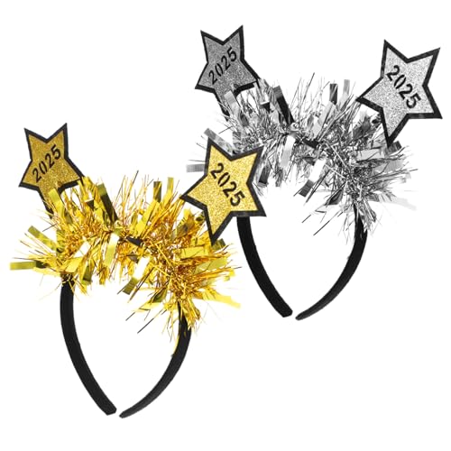SOLUSTRE 2 Stück Teiliges Neujahrs Stirnband mit Goldglänzenden Sternen Robustes Party Haarband für Silvester Festival und Geburtstagsfeier Unisex Langlebig und Formbeständig von SOLUSTRE