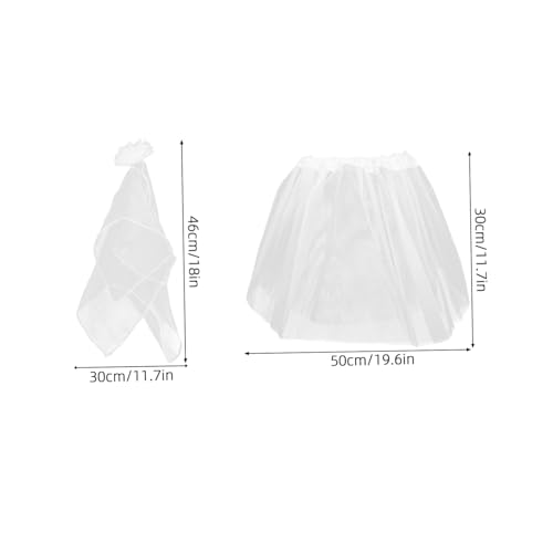 SOLUSTRE 2 Stück Weißes Brautkleid für Gartengans mit Schleier Stilvolles Hochzeitskostüm für Gartendekoration Vielseitig Einsetzbar für Party und Außenbereich von SOLUSTRE