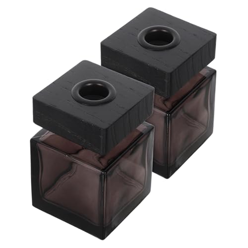 SOLUSTRE 2 Stücke Quadratische Glas-diffusor-flaschen mit Holzdeckeln Nachfüllbare Aromatherapie-flaschen für DIY Duftöl Nachhaltige Duftspender für Zuhause Auto Hotel von SOLUSTRE