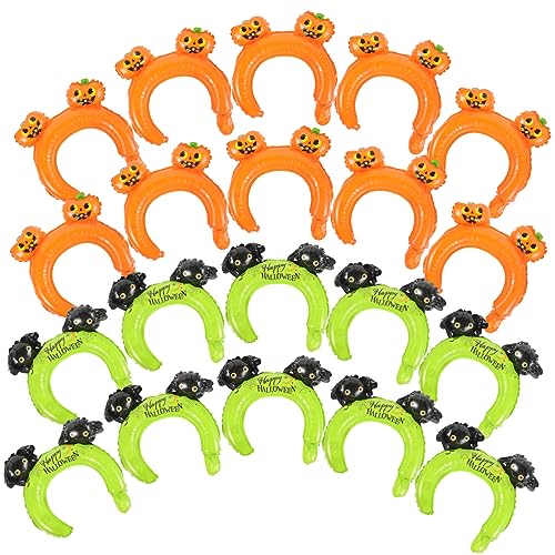 SOLUSTRE 20 Stück Teiliges Halloween Aufblasbares Stirnband mit Cartoon Ballons Kürbis und Spinnen Designs Dekorative Haarreifen für Party Deko Bar Ktv Mall Festtagsstimmung von SOLUSTRE