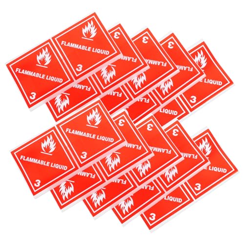 SOLUSTRE 20Stücke Selbstklebende Warnaufkleber für Brennbare Flüssigkeiten Sicherheitszeichen für Versand Hochkontrastierende Farben für Fabriken und Transport von SOLUSTRE