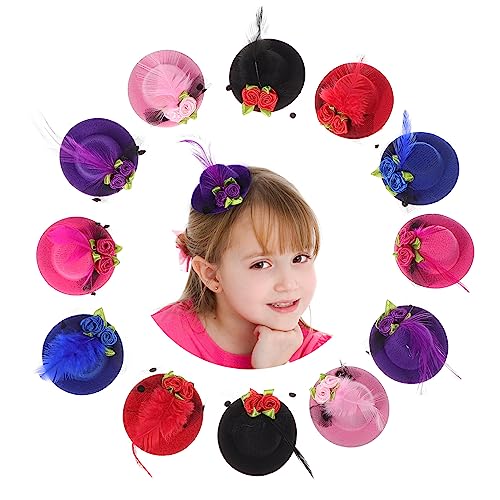 SOLUSTRE 24 Stück Mini Hüte mit Netzschleier und Blumen Haarklammer Faszinator für Party Kostümzubehör Vielseitig Einsetzbar für Hochzeiten Geburtstagsfeiern und Bühnenaufführungen von SOLUSTRE