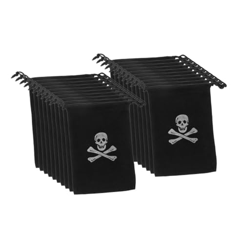 SOLUSTRE 24 Stück Piraten-Aufbewahrungstasche Piraten-Goodie-Bags Piraten-Thementaschen Piratentaschen Piratenbeutel Piraten-Münzenbeutel Polyester Black von SOLUSTRE
