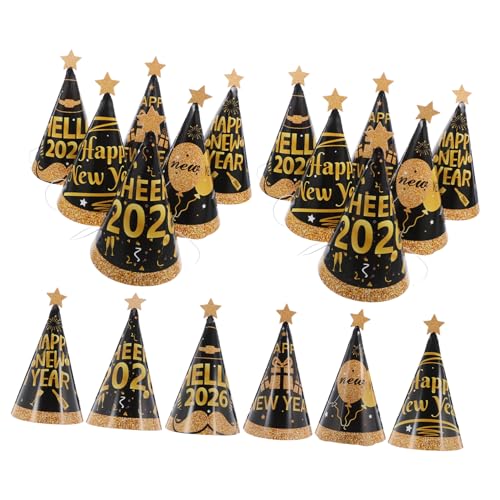 SOLUSTRE 24 Stück Teiliges Year's Cone Hats Papier Geburtstagskegel Hüte Glitter Party Favor für Silvester Familienfeier Firmen Event Fotorequisiten Leicht Faltbar von SOLUSTRE