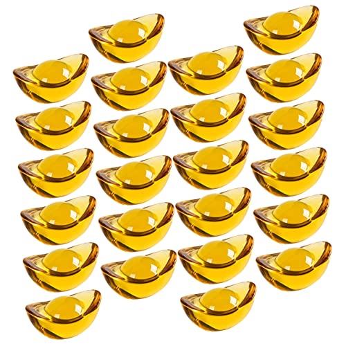SOLUSTRE 25 Stück Kleines Teiliges Gelbe Kristall Goldene Ingots Dekoration Mini Yuanbao Ornamente für Tischdeko Symbol für Wohlstand und Glück für und Wohnzimmer SOLUSTRE 25 Stück Kleines Teiliges Gelbe Kristall Goldene Ingots Dekoration Mini Yuanbao Ornamente für Tischdeko Symbol für Wohlstand und Glück für und Wohnzimmer von SOLUSTRE