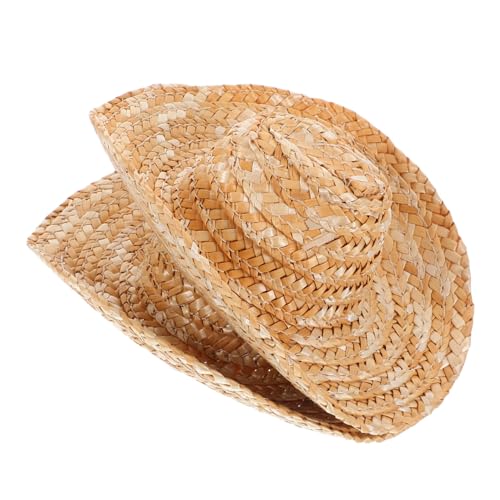 SOLUSTRE 2stücke Miniatur-strohhüte Für Puppenhaus Winzige Cowboyhüte Aus Stroh Gestrickte Mini-hüte Diy-bastelzubehör Kleiner Haustierhut Für Fotoshootings Outdoor-aktivitäten Und von SOLUSTRE