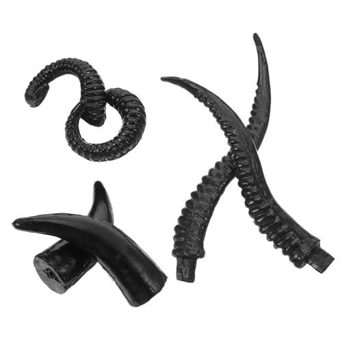 SOLUSTRE 3 Paare Künstliche Tierhörner Ochse Schaf Hörner aus Kunststoff Leicht DIY Haarclip Zubehör für Halloween Cosplay und Fantasiepartys von SOLUSTRE