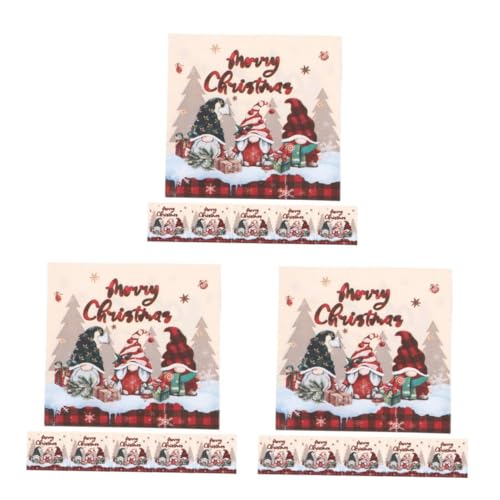 SOLUSTRE 3 Sätze Weihnachtsservietten Mit Gnome Einweg Papier Servietten Für Festliche Anlässe Dekoration Für Weihnachtsfeiern Und Kindergeburtstage 20 Stück * 3 von SOLUSTRE