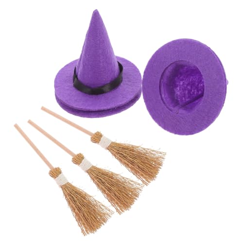 SOLUSTRE 3 Satz Teiliges Mini Hexenhut und Besen Set aus Filz und Gras Halloween Dekoration Kleine Hexenhüte für Basteln und Partys Naturfarbene Mini Hexenbesen für Puppenhaus und SOLUSTRE 3 Satz Teiliges Mini Hexenhut und Besen Set aus Filz und Gras Halloween Dekoration Kleine Hexenhüte für Basteln und Partys Naturfarbene Mini Hexenbesen für Puppenhaus und von SOLUSTRE