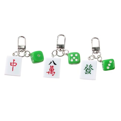 SOLUSTRE 3 Stück Mahjong Schlüsselanhänger Kreative und Liebevolle Taschenanhänger Glücksbringer für Schlüsselbund und Dekoration von SOLUSTRE