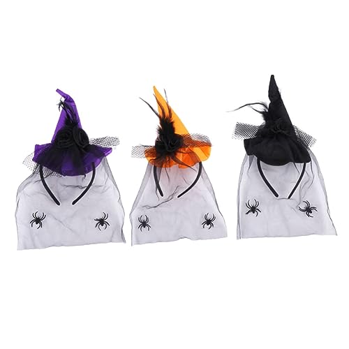SOLUSTRE 3 Stück Teiliges Halloween Hexenhut mit Spitzen Voile Haarschmuck Farbiges Stirnband Orange Schwarz für Karneval Maskenball und Gruselige Partyaccessoires SOLUSTRE 3 Stück Teiliges Halloween Hexenhut mit Spitzen Voile Haarschmuck Farbiges Stirnband Orange Schwarz für Karneval Maskenball und Gruselige Partyaccessoires von SOLUSTRE