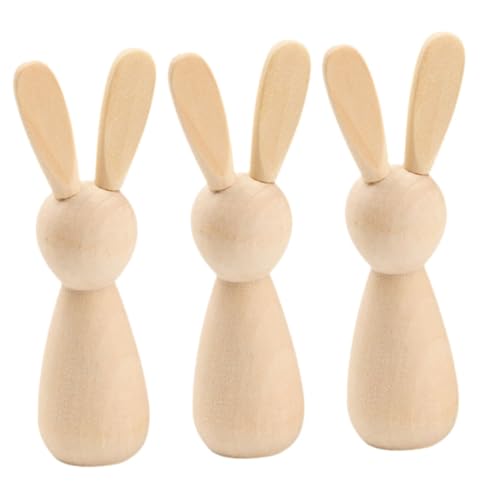 SOLUSTRE 3 Stück Unbemalte Holzkaninchen Puppen Diy Graffiti Holzfiguren für Kreative Bastelprojekte als Dekoration oder für Familie und Freunde SOLUSTRE 3 Stück Unbemalte Holzkaninchen Puppen Diy Graffiti Holzfiguren für Kreative Bastelprojekte als Dekoration oder für Familie und Freunde von SOLUSTRE