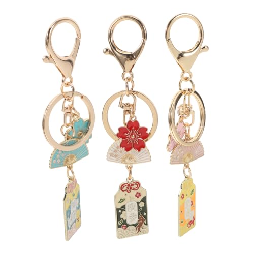 SOLUSTRE 3 Stück -fan-schlüsselanhänger Kirschblüten-fan-schlüsselanhänger Lüfter Charme Dekorativ Geldbeutel Kette Rucksack Schlüsselanhänger Süß Kawaii Keychains Zinklegierung von SOLUSTRE