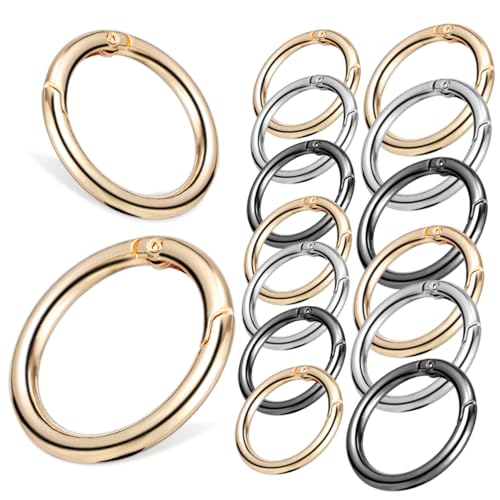 SOLUSTRE 30 Stück Teiliges Runde Metall Ringclips O Ring Schnappverschluss in Gold Schwarz Silber für Schlüsselanhänger Taschenriemen DIY Handwerk und Gepäck Zubehör SOLUSTRE 30 Stück Teiliges Runde Metall Ringclips O Ring Schnappverschluss in Gold Schwarz Silber für Schlüsselanhänger Taschenriemen DIY Handwerk und Gepäck Zubehör von SOLUSTRE