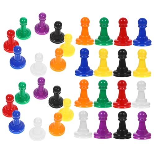 SOLUSTRE 32 Stück Teiliges Bunte Kunststoff Schachfiguren für Brettspiele Partyspiel Zubehör in Farben für Spielabende für Schachliebhaber von SOLUSTRE