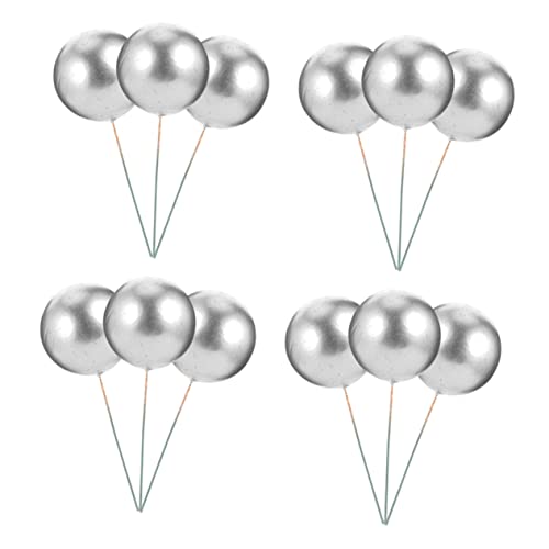 SOLUSTRE 36 Stück Kugeleinsatz Aus Schaumstoff Kuchenzubehör Und Cupcake-bällchen-picks Kuchendeckel Essbar Partykuchendekorationen Kuchendekorationen Aus Silbernen Kugeln Geburtstag Silver von SOLUSTRE