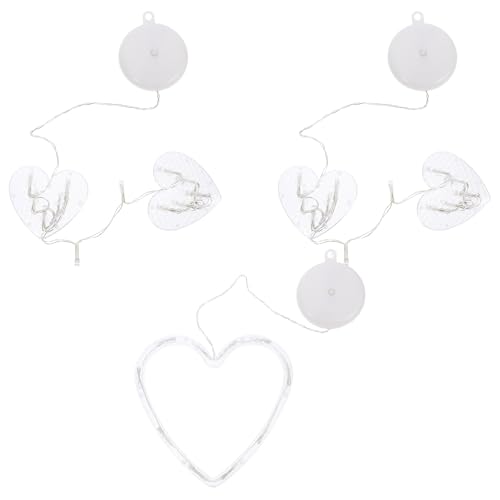 SOLUSTRE 3St. LED Herz Lichterkette Valentinstag Beleuchtung mit Saugnapf Fensterlicht Nachtlicht für Innen Hochzeit Geburtstag Party Dekoration Weihnachtsdeko Batteriebetriebene Ohne Akku von SOLUSTRE