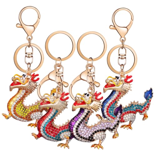 SOLUSTRE 4stücke Drachen Anhänger Schlüsselanhänger Handtaschen Anhänger Drachen Jahr Frühlingsfest Neujahrs Dekorative Hängende Ornaments Zubehör von SOLUSTRE