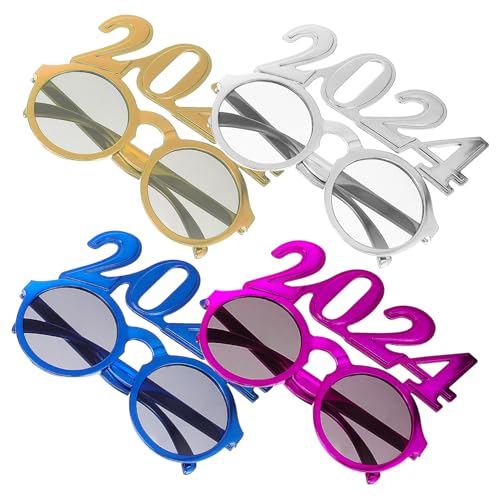 SOLUSTRE 4 Stk. Teiliges Partybrillen aus Leichtem Kunststoff Bunte Lustige Sonnenbrillen für Festivals Feiern Karneval Bequeme Langlebige Eyewear in Gold Silber Blau von SOLUSTRE