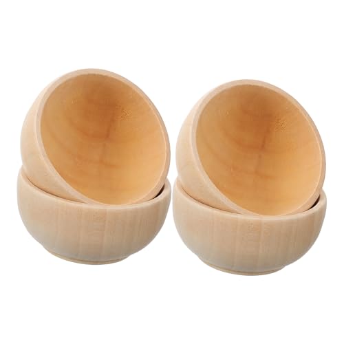 SOLUSTRE 4 Stück Diy Holzschalen Set für Unbemalte Holzschalen für Kreative Bastelprojekte für Handarbeiten und Dekorationen Hochwertigem Holz Gefertigt von SOLUSTRE