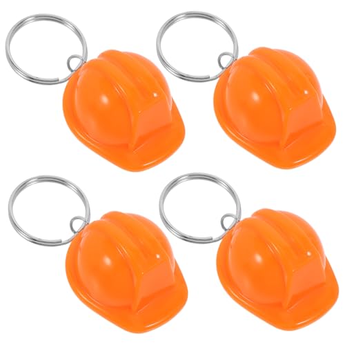 SOLUSTRE 4 Stück Helm Schlüssel Anhänger Mini-bauhelm-schlüsselanhänger Schlüsselanhänger-ornamente Mini-helm-schlüsselanhänger Für Partygeschenke Mini-bauornamente Plastik Orange von SOLUSTRE