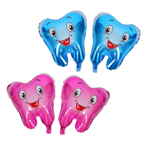 SOLUSTRE 4 Stück Luftballons Zur Babytaufe Zahnparty Luftballons Zur Heiligen Kommunion Zahnfolienballons Riesige Zahnballons Klinikballon Große Zahnballons Abschlussballons Aluminiumfolie von SOLUSTRE