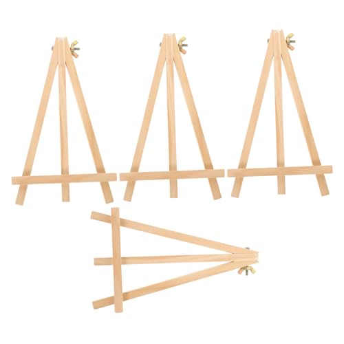 SOLUSTRE 4 Stück Mini Staffelei aus Holz Teiliges Dreieckiges Design für Stabile Tisch und Leinwandpräsentation Kompakt und Platzsparend für Malerei Fotos und Beschriftungen von SOLUSTRE